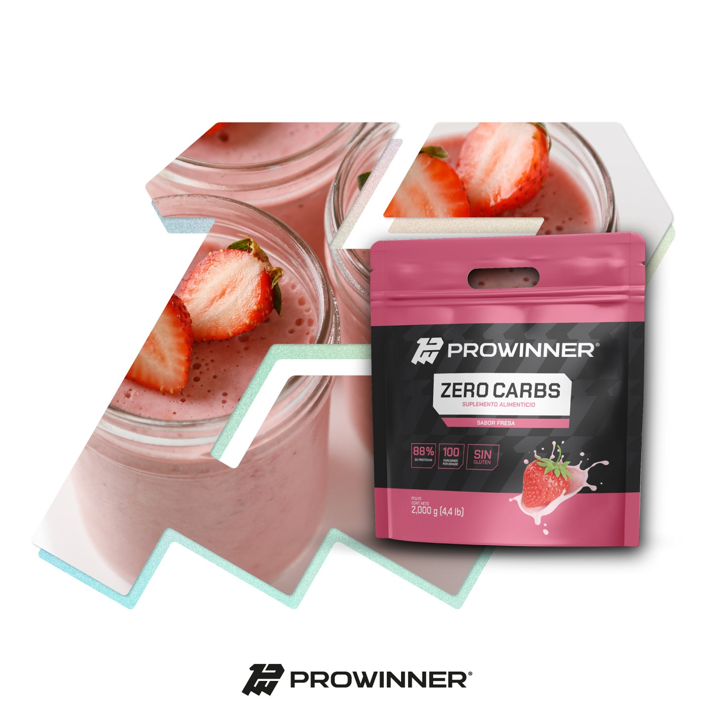 Proteína Zero Carbs, Proteína Sin Carbohidratos Fresa 2 kg 100 porciones