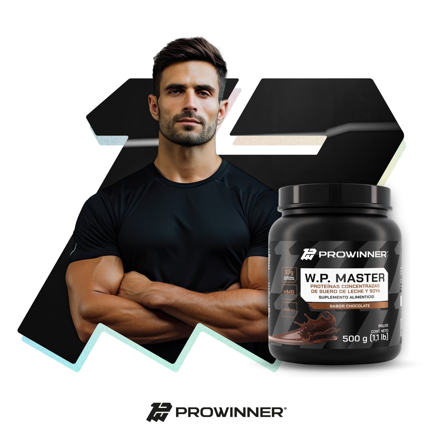 Proteína WP Master, Proteínas de Suero de Leche y Soya Chocolate 500 g 10 porciones