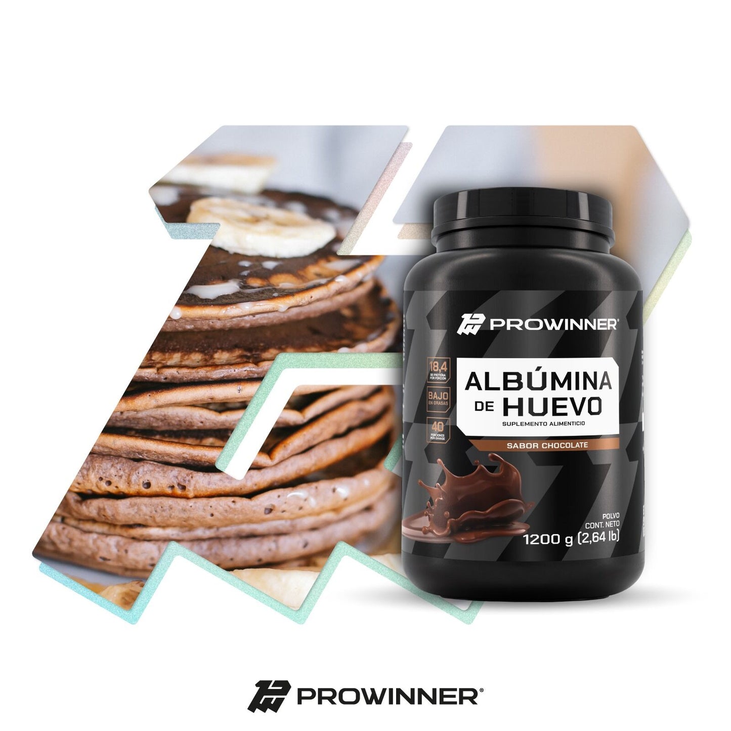 Proteína Albumina de Huevo Sabor Chocolate 1.2 Kg 40 porciones - ProWinner
