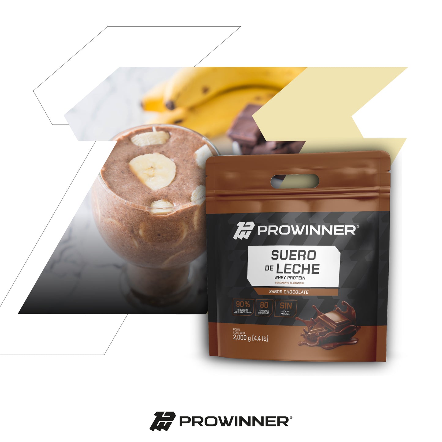 Proteína de Suero de Leche Concentrado Chocolate 2 kg 80 porciones