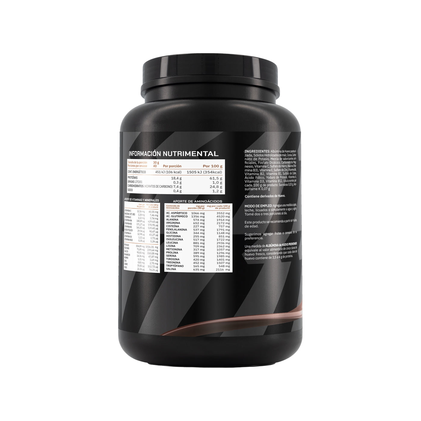 Proteína Albumina de Huevo Sabor Chocolate 1.2 Kg 40 porciones - ProWinner
