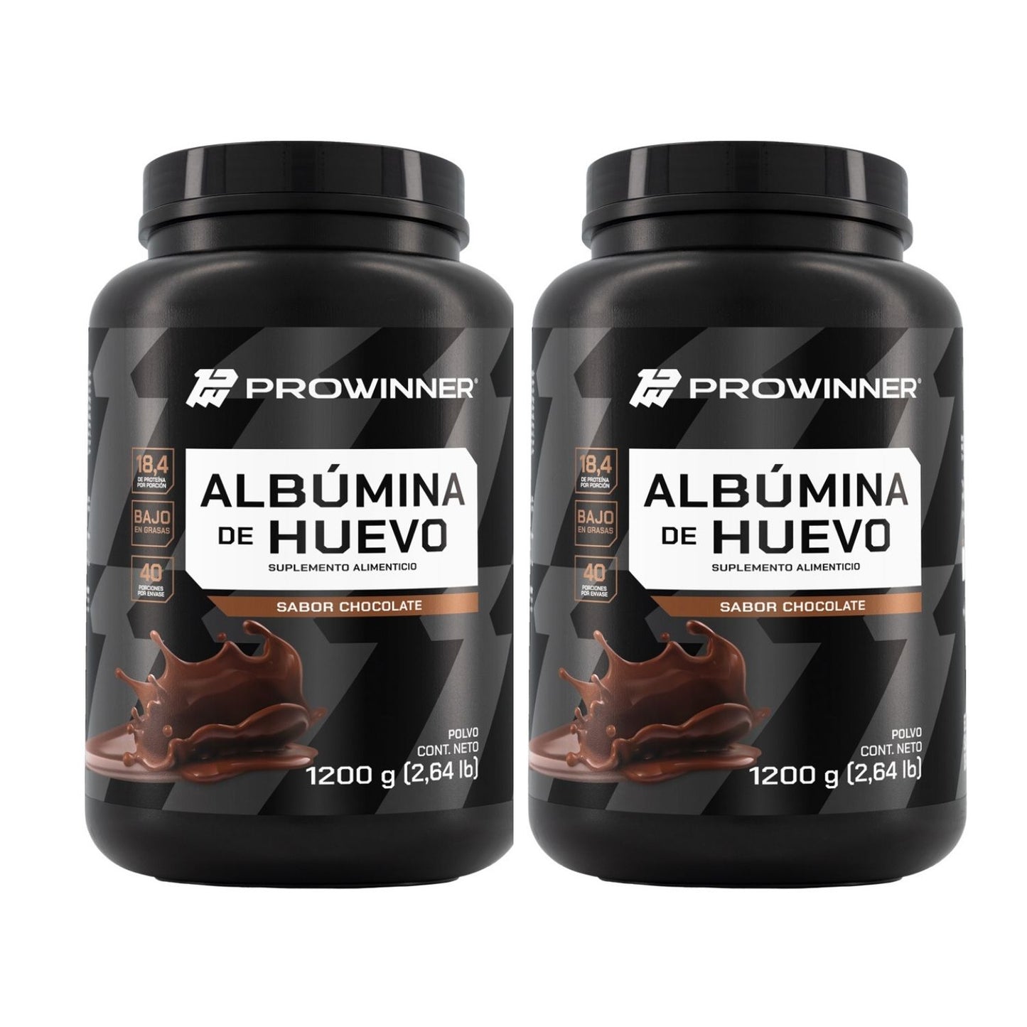 Kit 2 Piezas Proteína Albumina de Huevo Sabor Chocolate 1.2 Kg 80 porciones