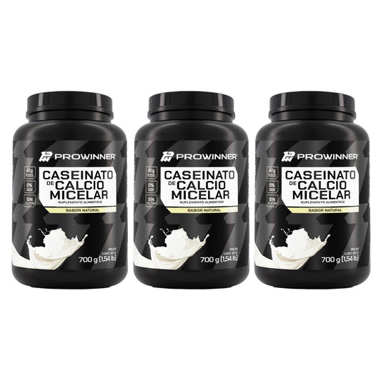 Kit 3 Piezas Proteína Caseinato de Calcio Micelar Sabor Natural 700 g 42 porciones