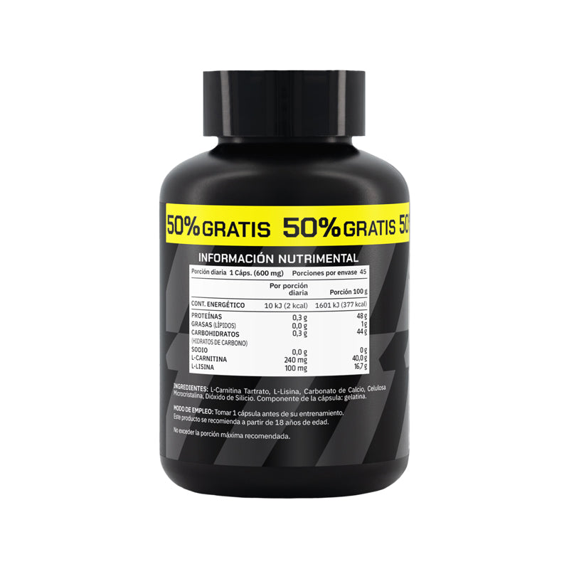 Pre Workout L-Carnitina 30+15 Cápsulas Extra. 45 porciones