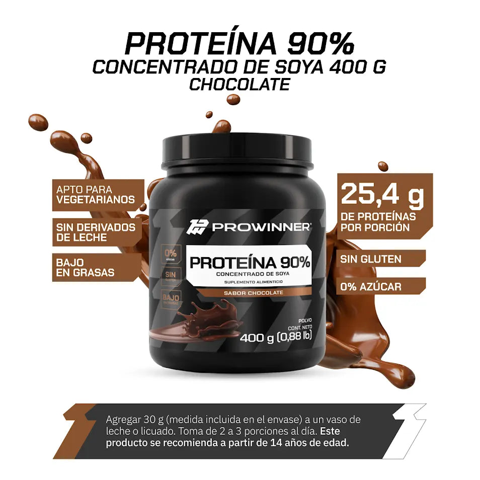 Proteína 90%, Sabor Chocolate 400 g 13 porciones