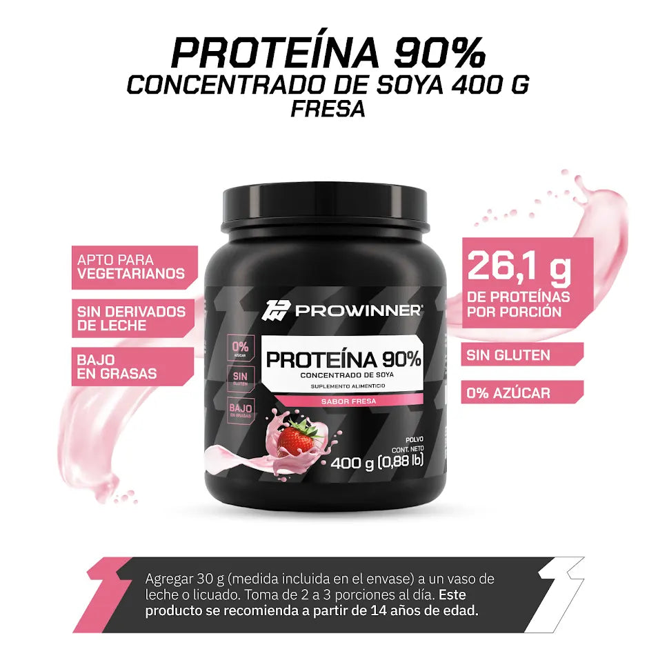 Proteína 90% Sabor Fresa 400 g 13 porciones