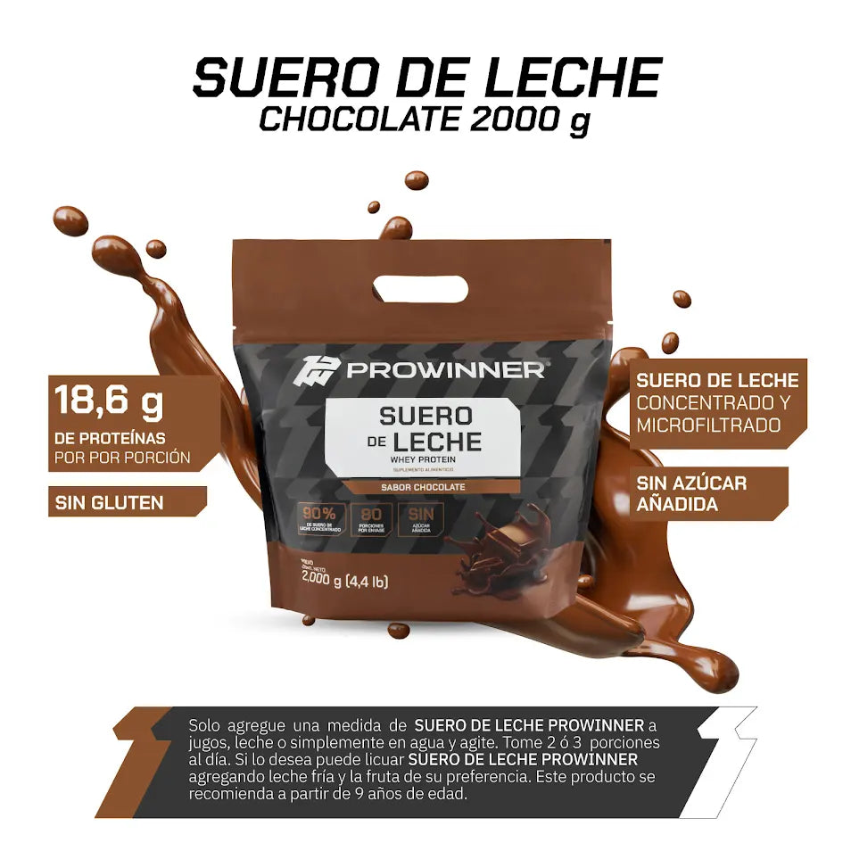 Proteína de Suero de Leche Concentrado Chocolate 2 kg 80 porciones