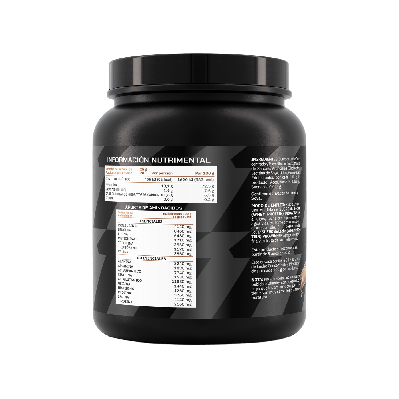 Proteína de Suero de Leche Concentrado Chocolate 500 g 20 porciones