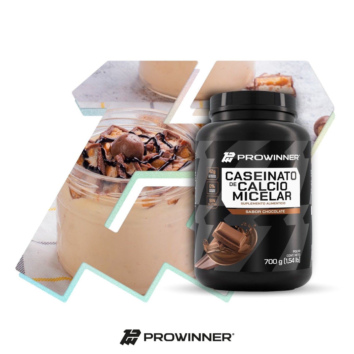 Kit 3 Piezas Proteína Caseinato de Calcio Micelar Sabor Chocolate 700 g 42 porciones