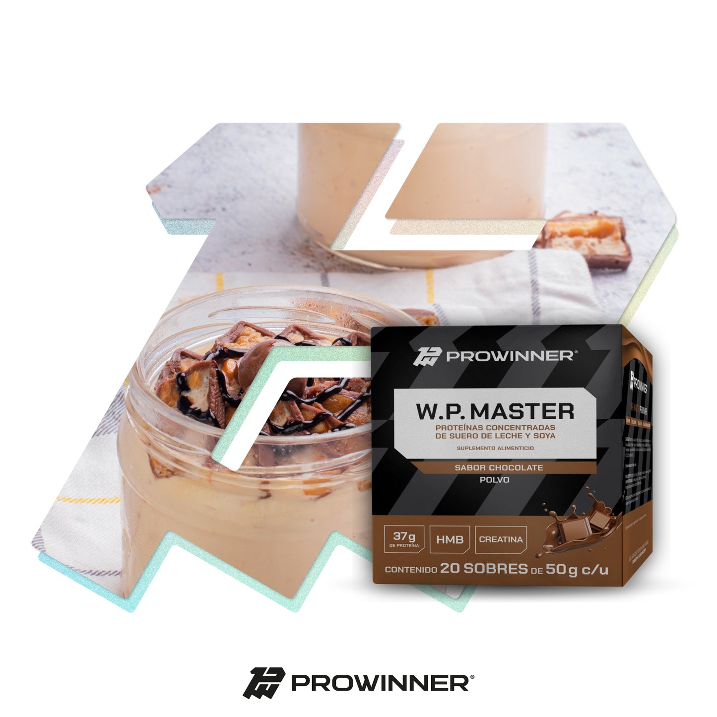 Sobres de Proteína Caja WP Master 20 sobres de 50g c/u 20 porciones