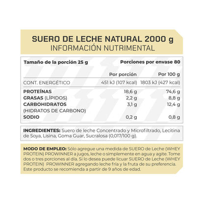 Suero de Leche natural 2 kg- ProWinner