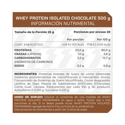 Whey Protein Isolated Chocolate 500g