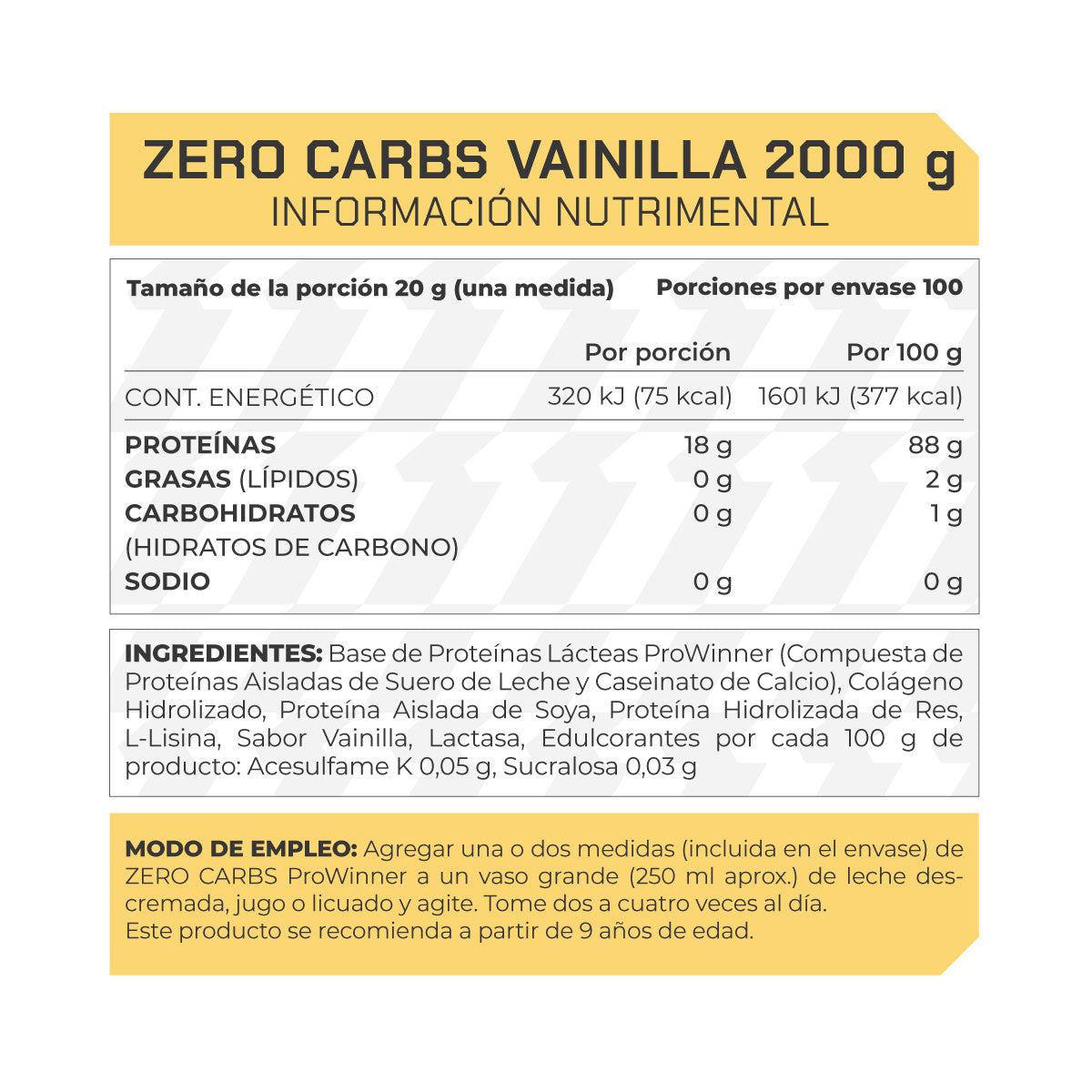 Zero Carbs Vainilla 2 kg- ProWinner