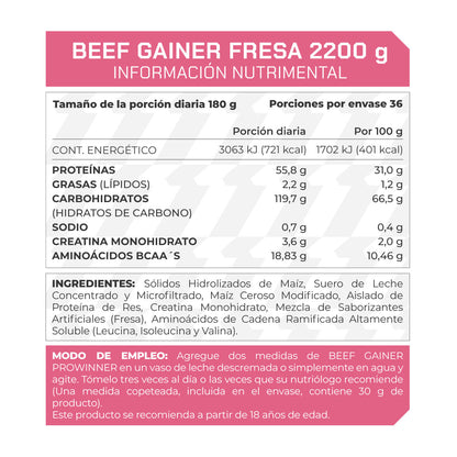 Beef Gainer sabor Fresa 2200 kg- ProWinner