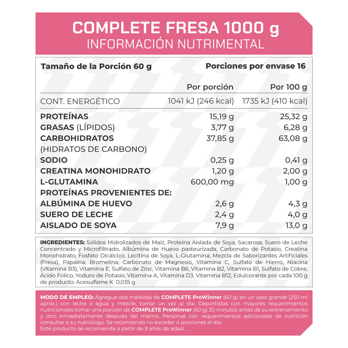 Complete fresa 1 kg - ProWinner