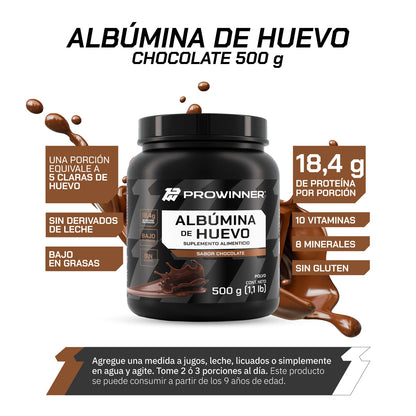 Albumina de huevo chocolate 500 gramos - ProWinner