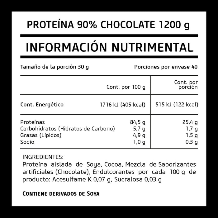 Proteína de Soya 90% Chocolate 1200 g
