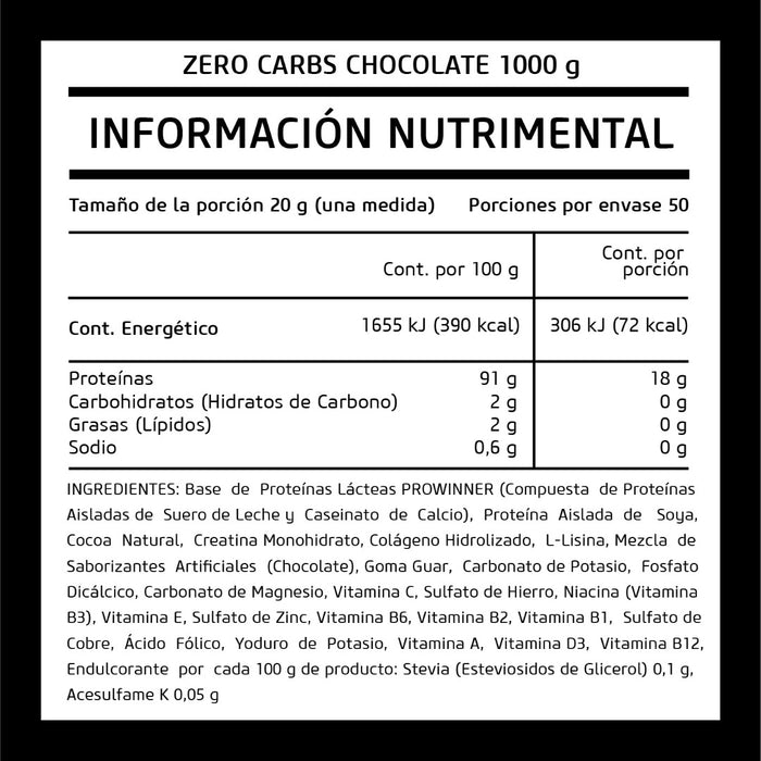 Zero Carbs sabor Chocolate 1 kg