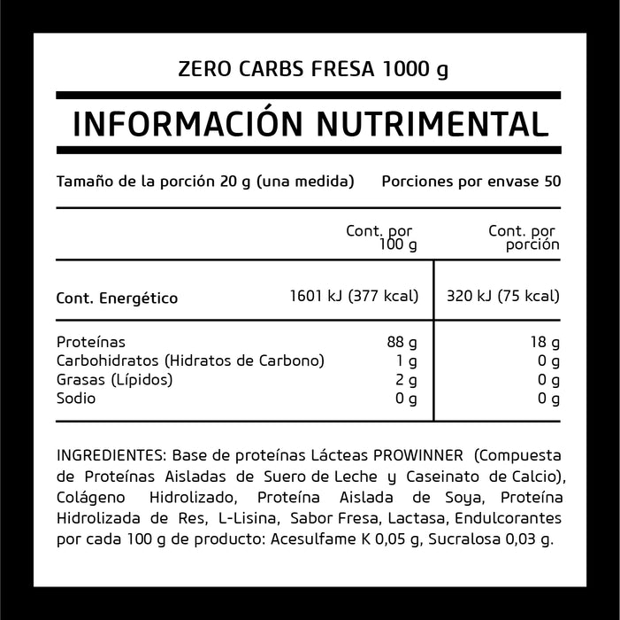 Zero Carbs sabor Fresa 1 kg