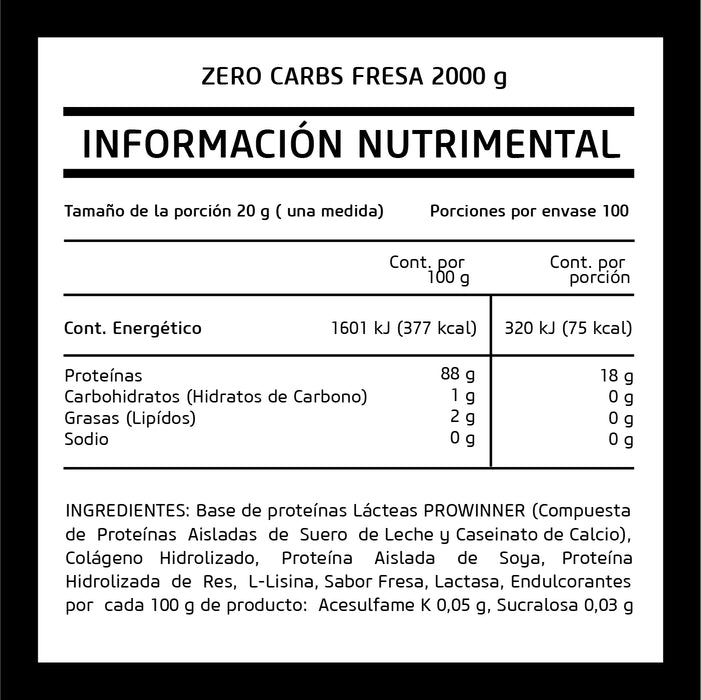 Zero Carbs sabor Fresa 2 kg