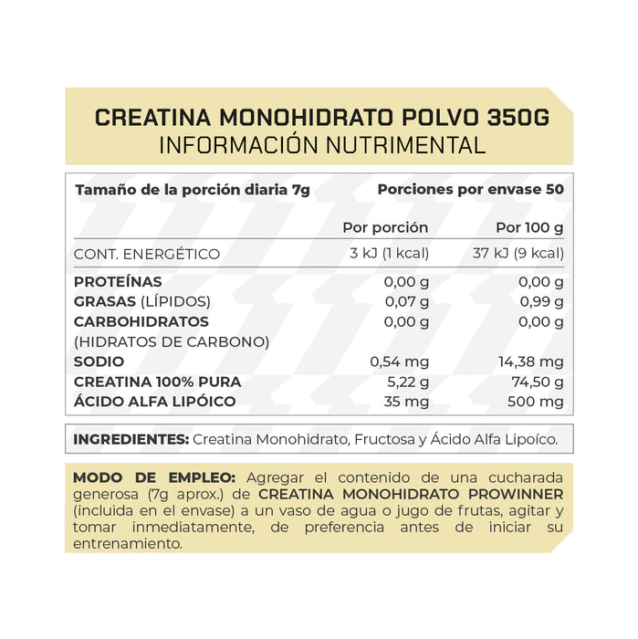Creatina monohidrato 350 gramos - ProWinner