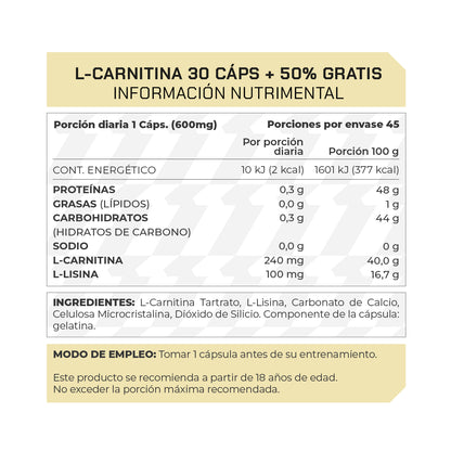 L-Carnitina + 50% extra - ProWinner