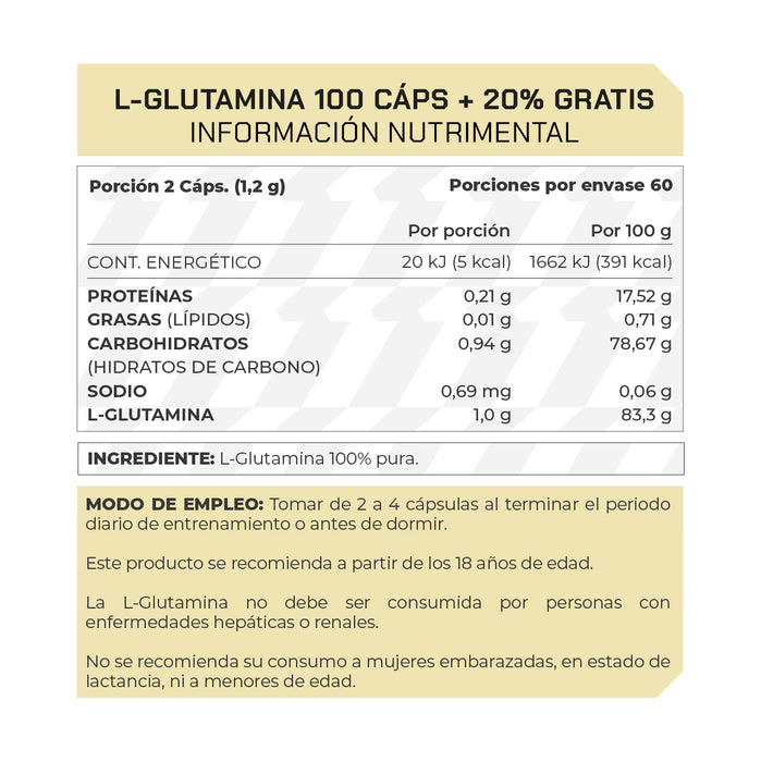 L-Glutamina 100 Cápsulas + 20% extra - ProWinner