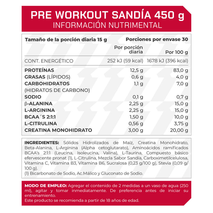 Preworkout Sandia 450 gramos - ProWinner