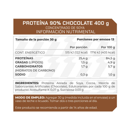 Proteína 90% Soya chocolate 400 gramos - ProWinner