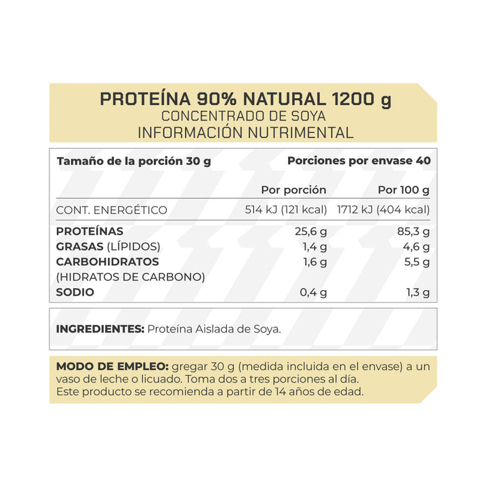 Proteína de Soya 90% natural 1200 gramos - ProWinner