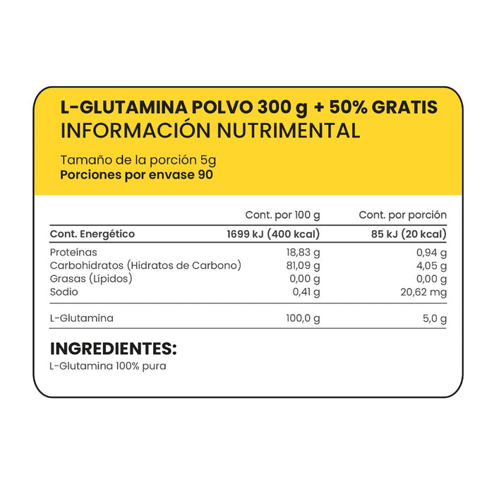 L-Glutamina + 50% extra
