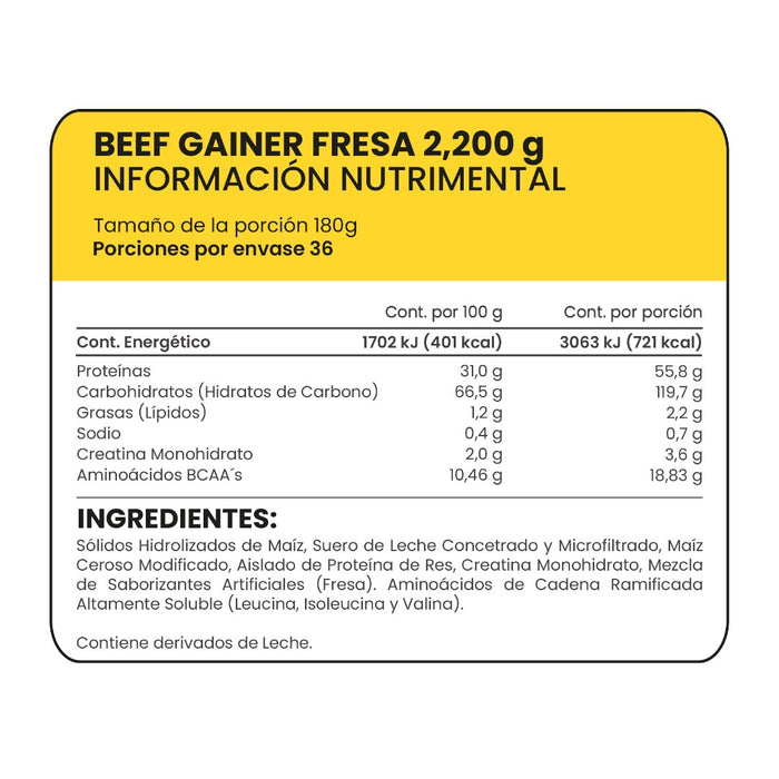 Beef Gainer sabor Fresa 2200 kg
