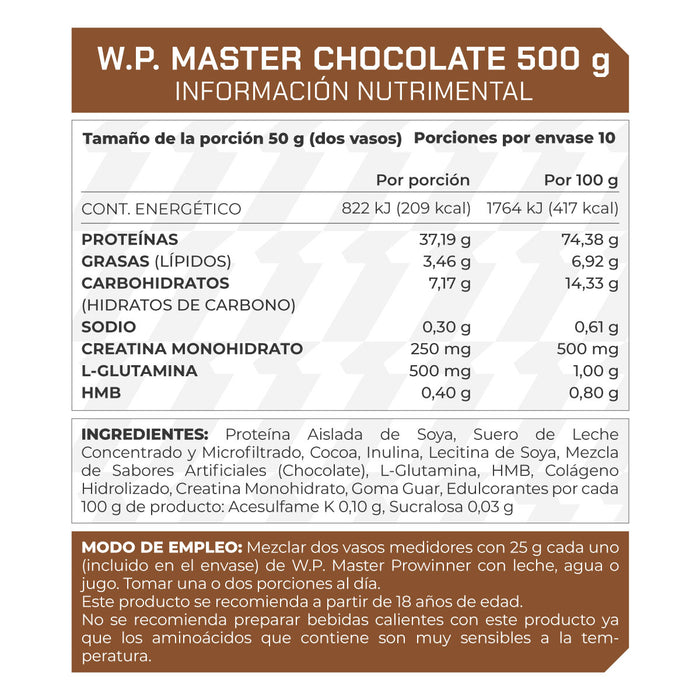 WP Master chocolate 500 gramos - ProWinner