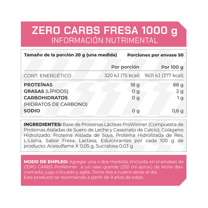 Zero carbs fresa 1 kg - ProWinner
